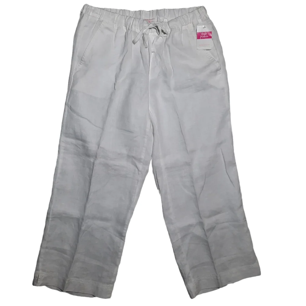 Fresh Produce 'Expedition' White Linen Wide Leg Crop/Capri NWT SZ S - Picture 1 of 7